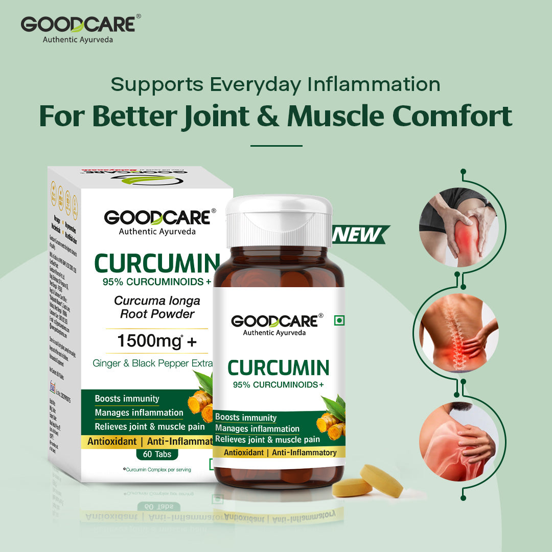 Goodcare Curcumin Tablets 60 Count | 95% Curcuminoids with Black Pepper & Ginger | Joint Comfort, Mobility & Immunity Support