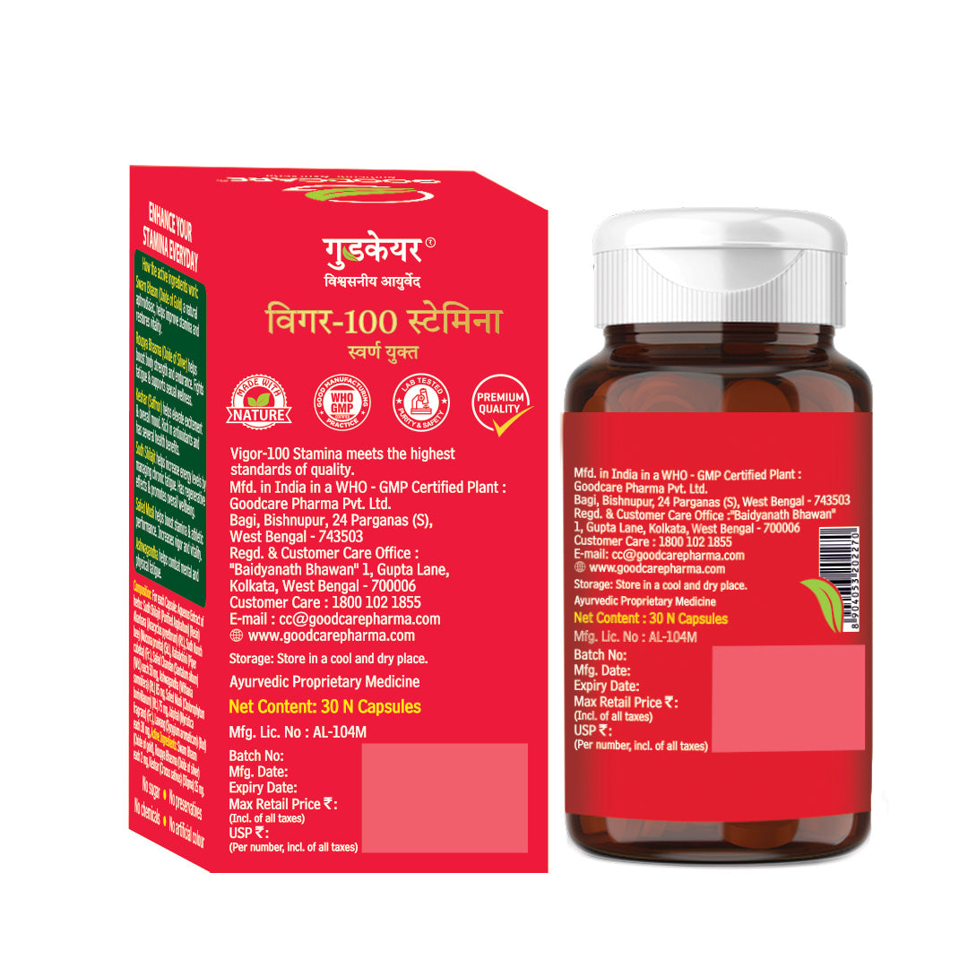 Vigor 100 Stamina Capsule For Vitality & Energy - 30 Capsules