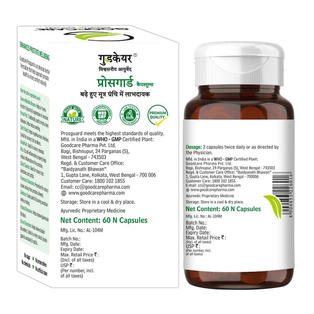 Goodcare Prosguard 60 Capsules 11 active Ayurvedic Ingredients For Healthy Prostate Health