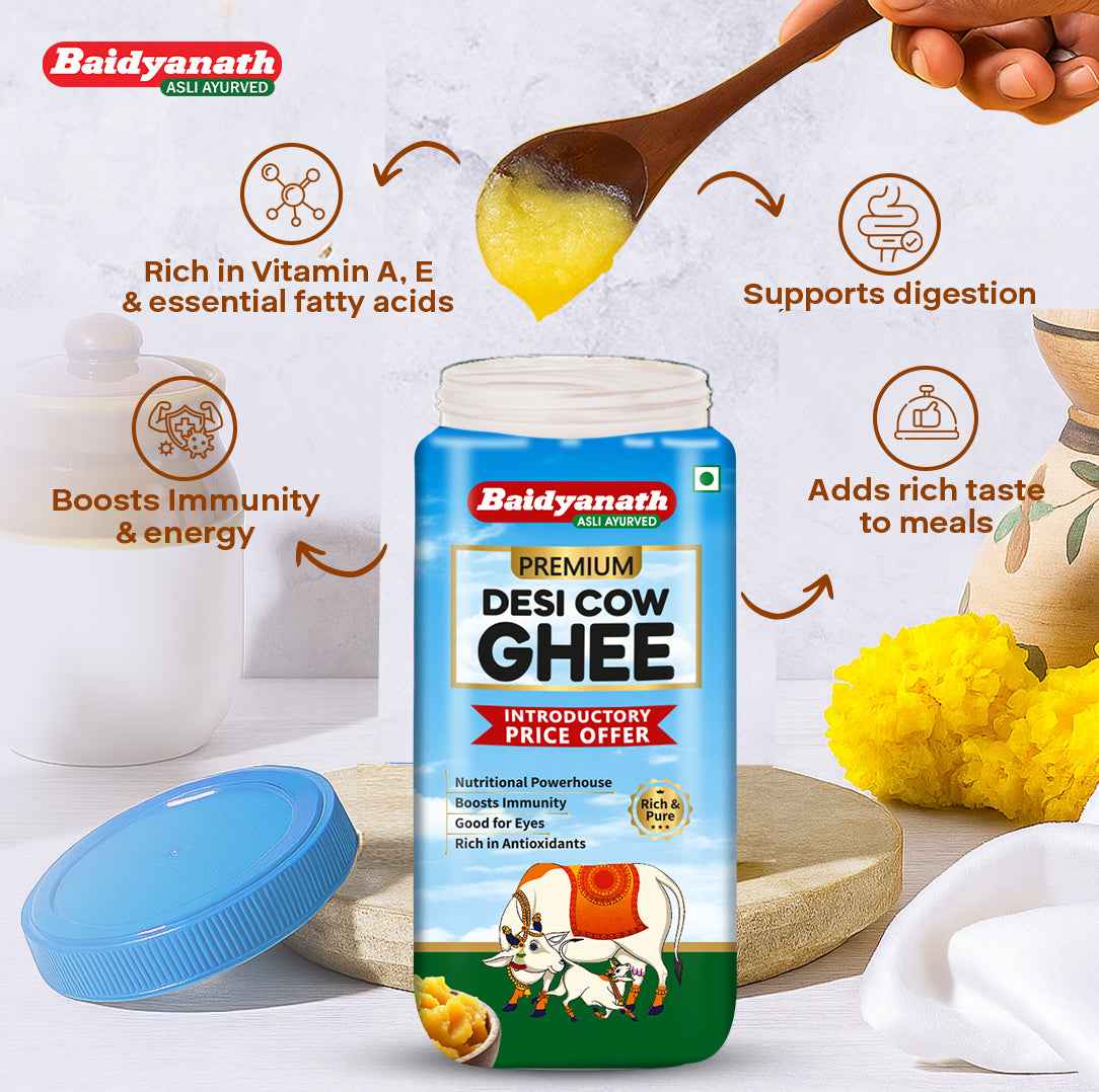 Baidyanath Premium Desi Cow Ghee – Pure Traditional Ghee for Energy, Immunity & Ayurvedic Wellness - 900ml