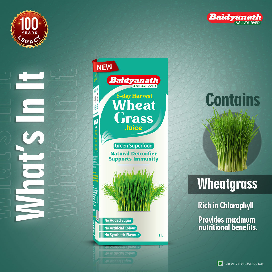 Baidyanath Wheatgrass Juice – Natural Immunity Booster for Daily Energy and Overall Wellness 1 Ltr