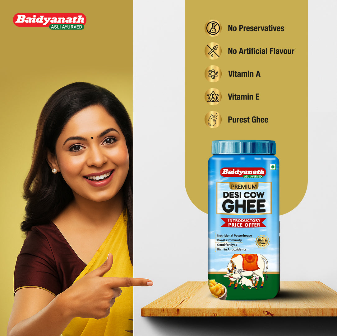 Baidyanath Premium Desi Cow Ghee – Pure Traditional Ghee for Energy, Immunity & Ayurvedic Wellness - 900ml