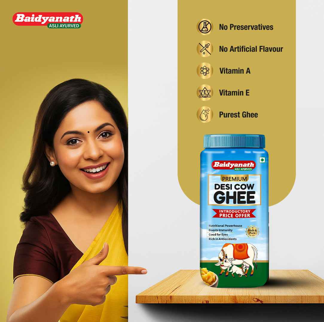 Baidyanath Premium Desi Cow Ghee – Pure Traditional Ghee for Energy, Immunity & Ayurvedic Wellness - 900ml
