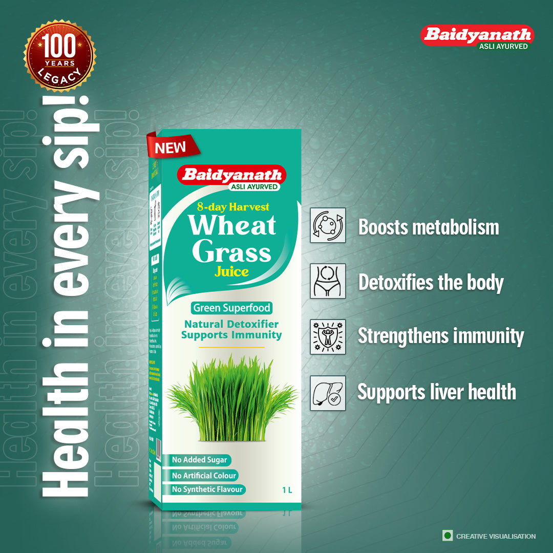 Baidyanath Wheatgrass Juice – Natural Immunity Booster for Daily Energy and Overall Wellness 1 Ltr