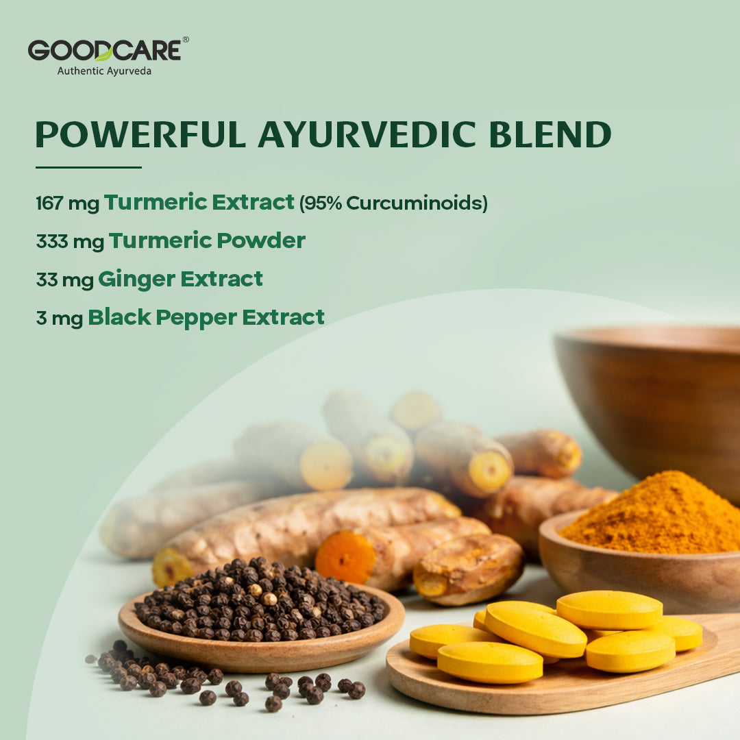 Goodcare Curcumin Tablets 60 Count | 95% Curcuminoids with Black Pepper & Ginger | Joint Comfort, Mobility & Immunity Support