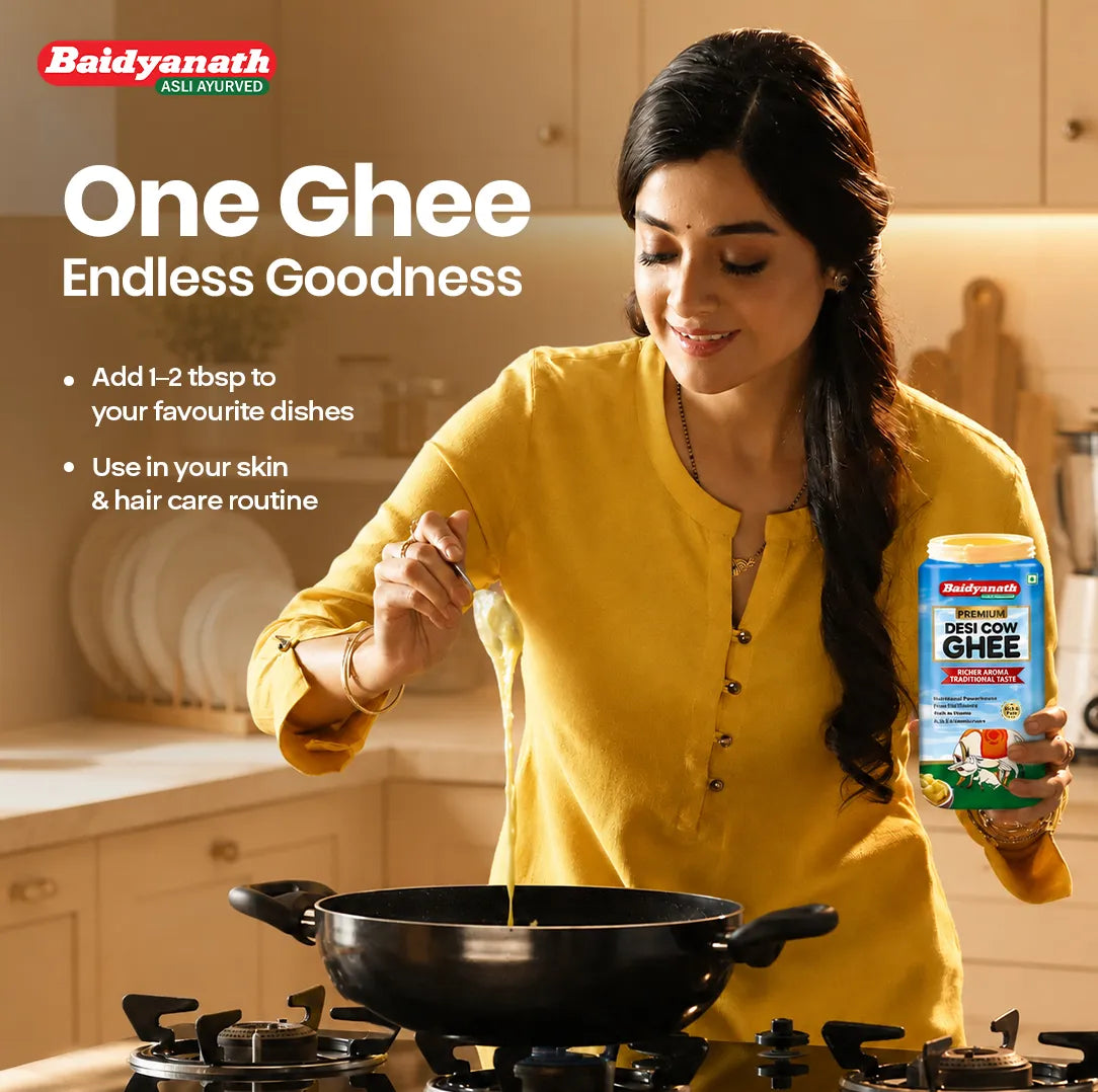 Baidyanath Premium Desi Cow Ghee – Pure Traditional Ghee for Energy, Immunity & Ayurvedic Wellness - 900ml