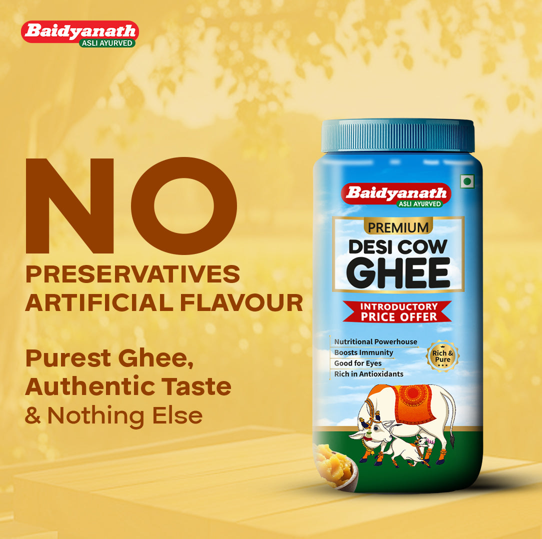 Baidyanath Premium Desi Cow Ghee – Pure Traditional Ghee for Energy, Immunity & Ayurvedic Wellness - 900ml