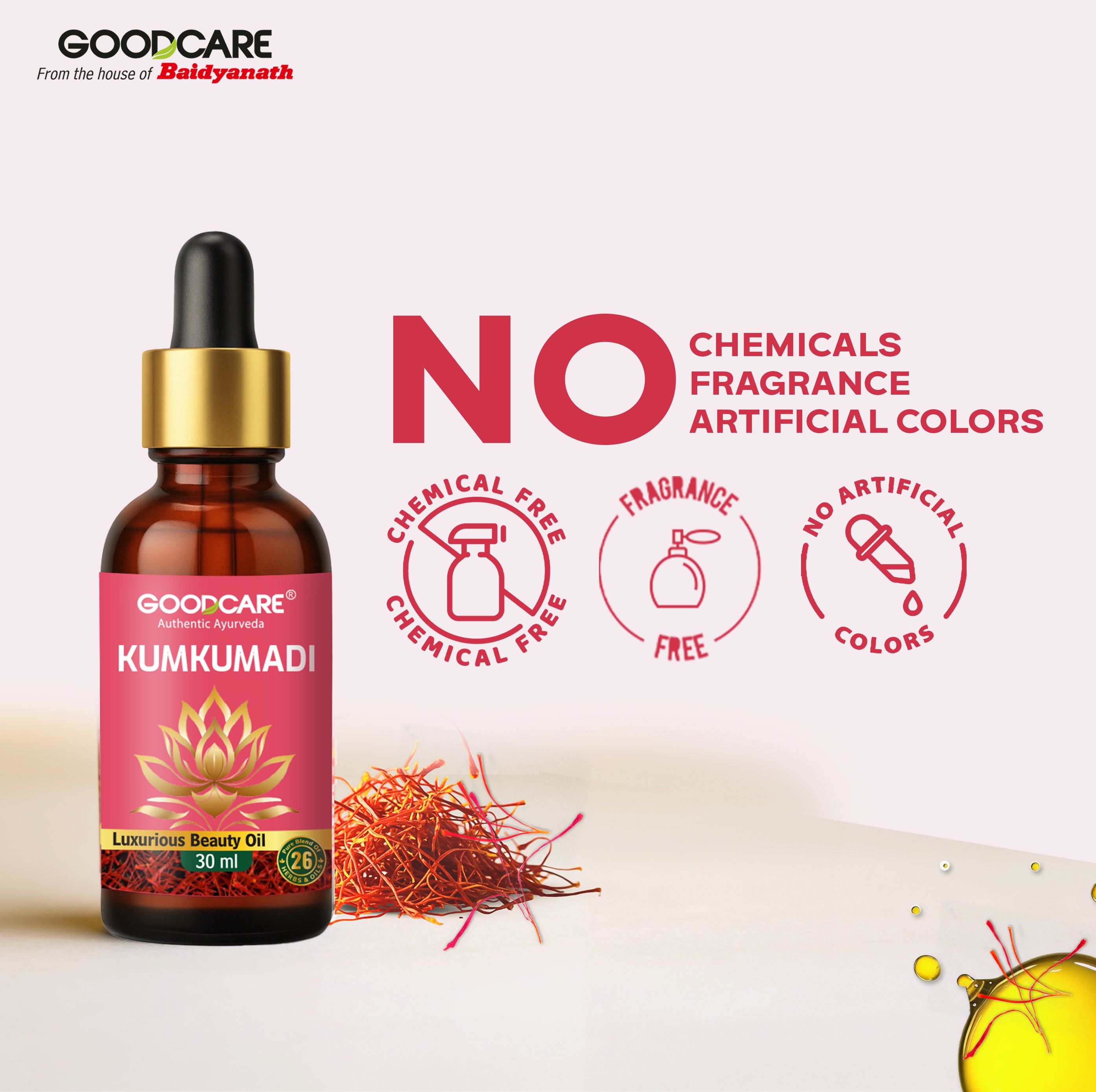 Goodcare Kumkumadi Oil – Ayurvedic Night Serum with Kashmiri Saffron - 30ml