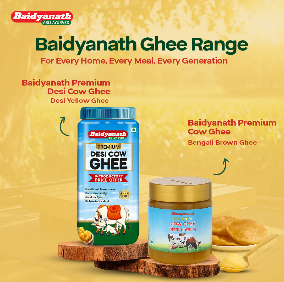 Baidyanath Premium Desi Cow Ghee – Pure Traditional Ghee for Energy, Immunity & Ayurvedic Wellness - 900ml
