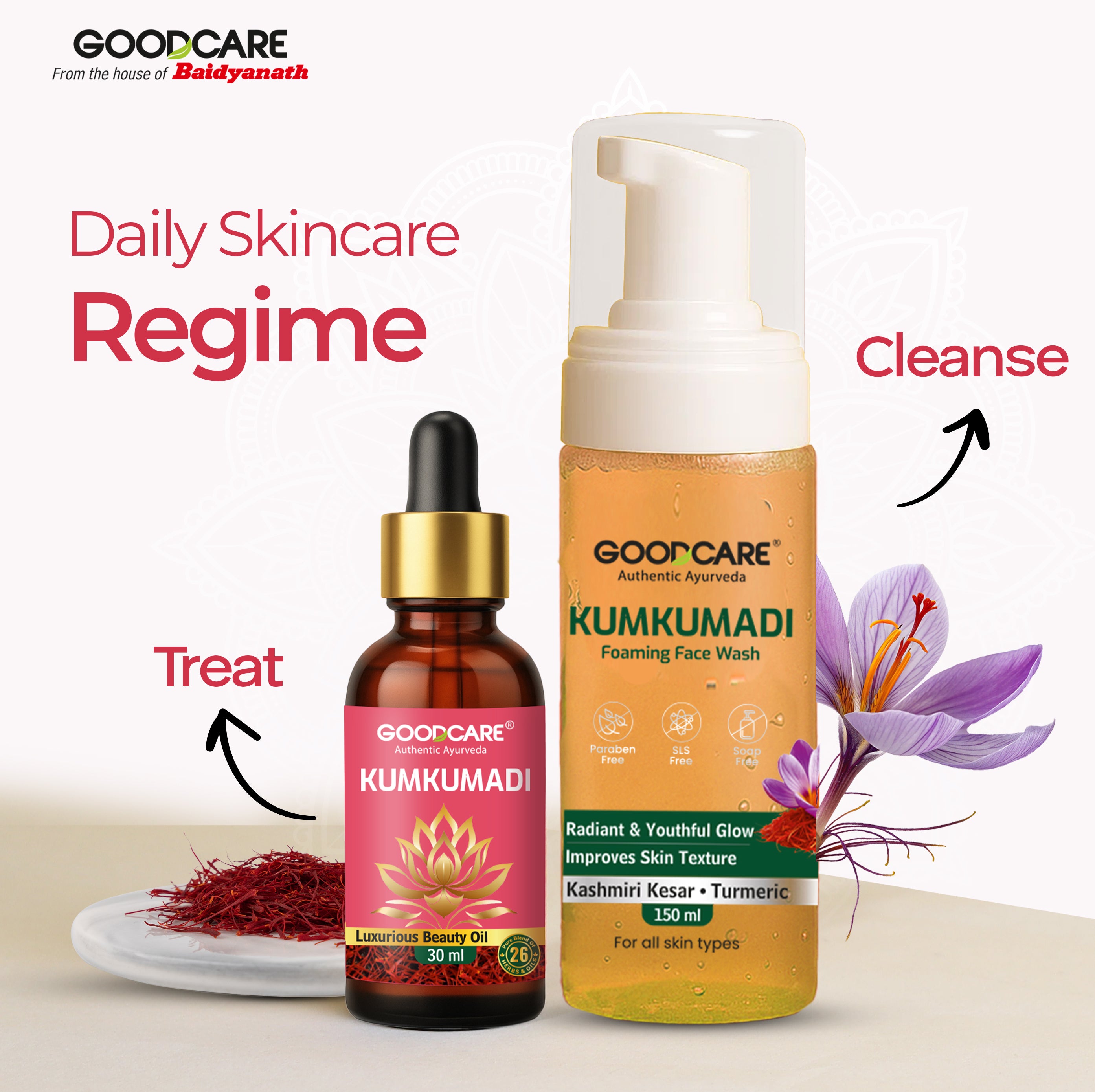Kumkumadi Glow Combo – Kumkumadi Oil 30ml + Foaming Face Wash 150ml Ayurvedic Brightening Skincare Set