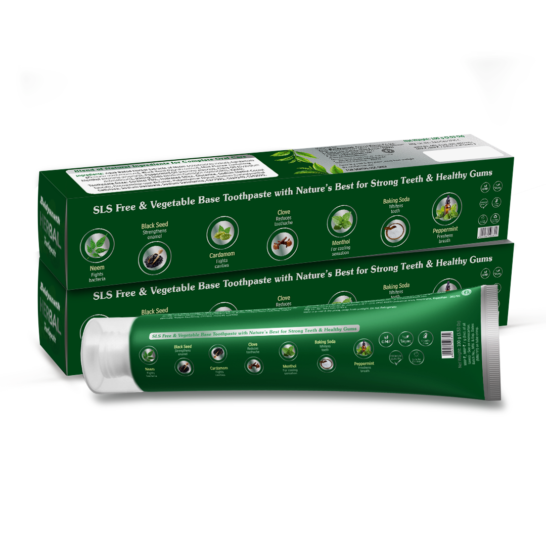 Baidyanath Herbal Toothpaste 100 g (Pack of 2) | Fluoride-Free, SLS-Free Ayurvedic Toothpaste with Neem & Clove for Strong Teeth & Healthy Gums