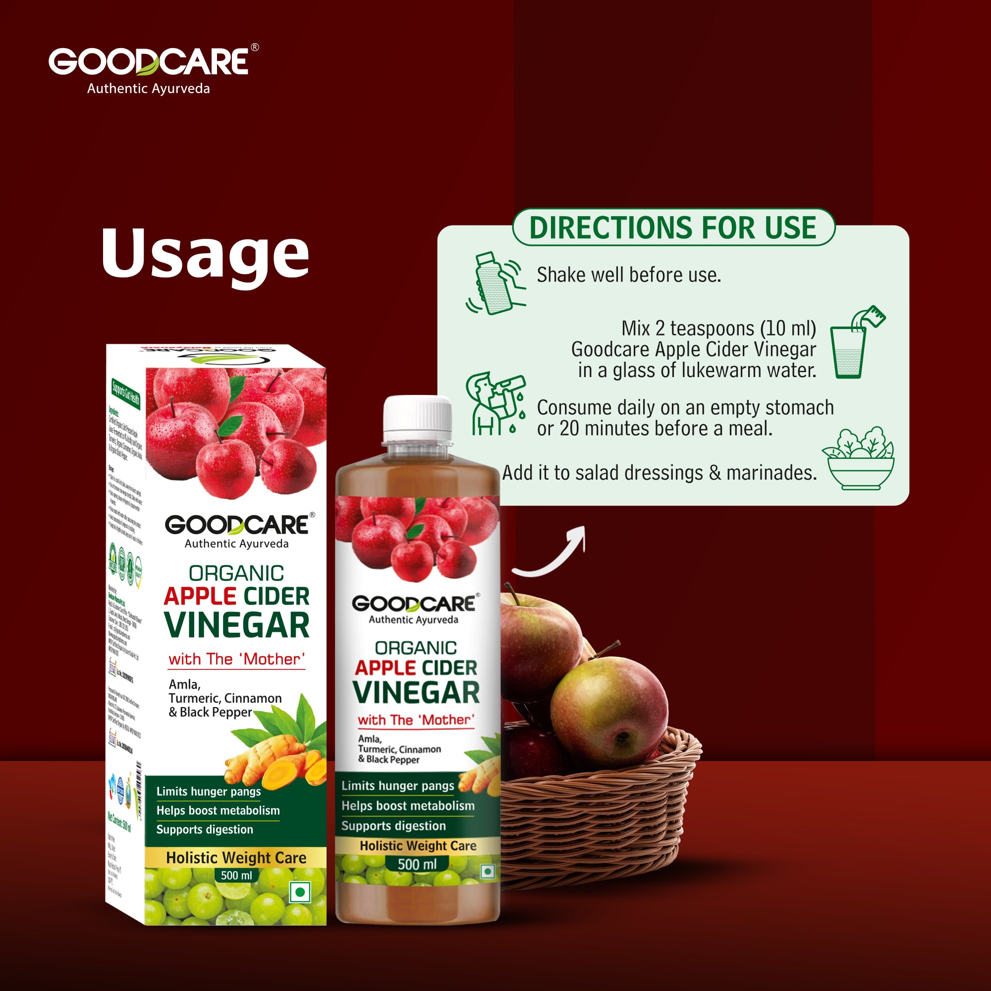 Goodcare Organic Apple Cider Vinegar- 500 ML