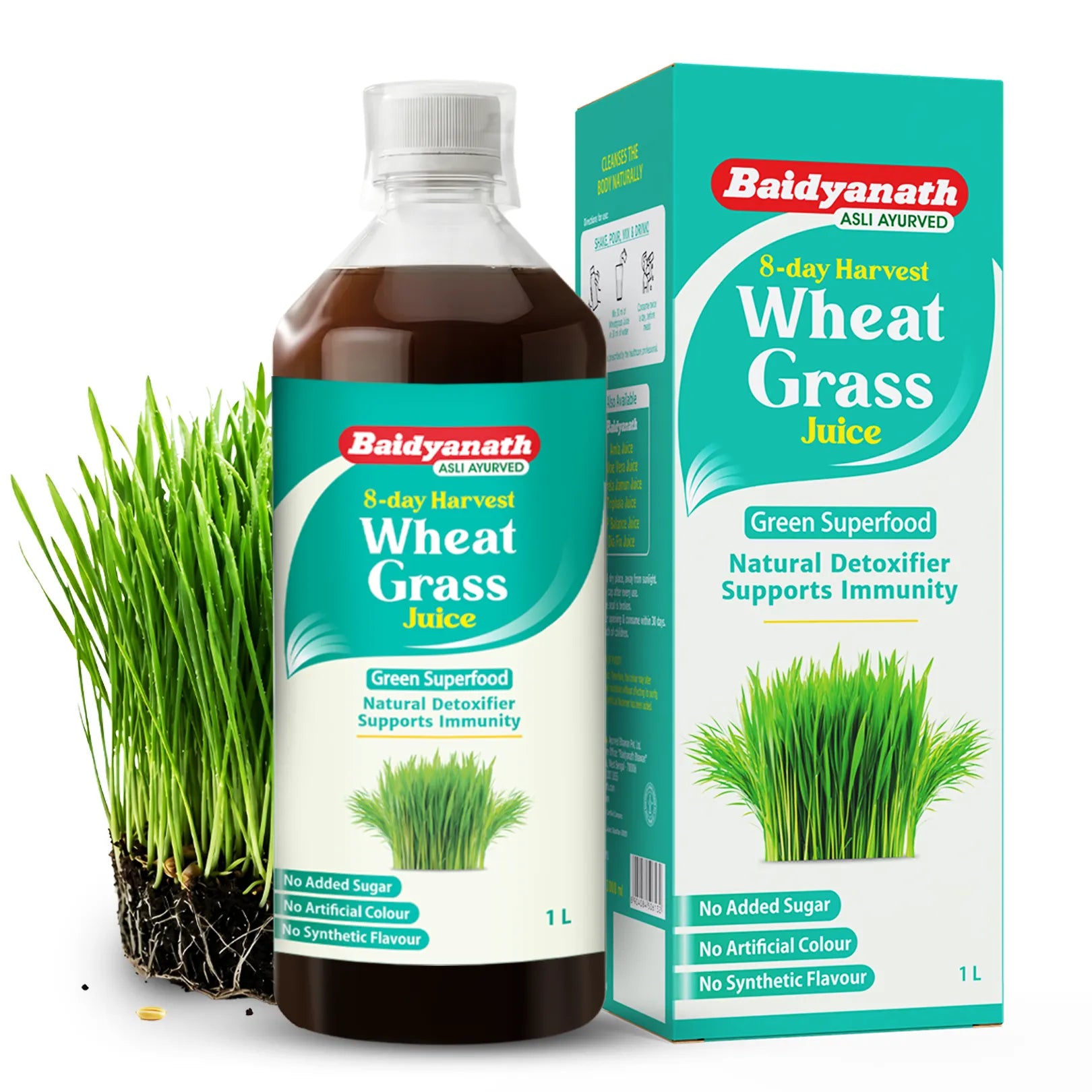Baidyanath Wheatgrass Juice – Natural Immunity Booster for Daily Energy and Overall Wellness 1 Ltr
