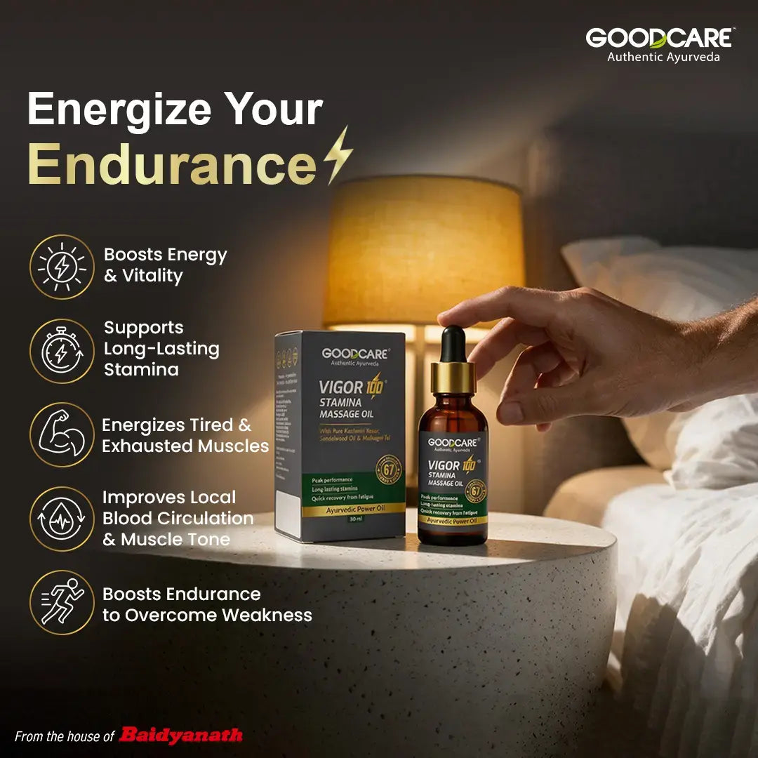 Goodcare Vigor-100 Stamina Massage Oil – Boost Energy, Vitality & Performance - 30 ml