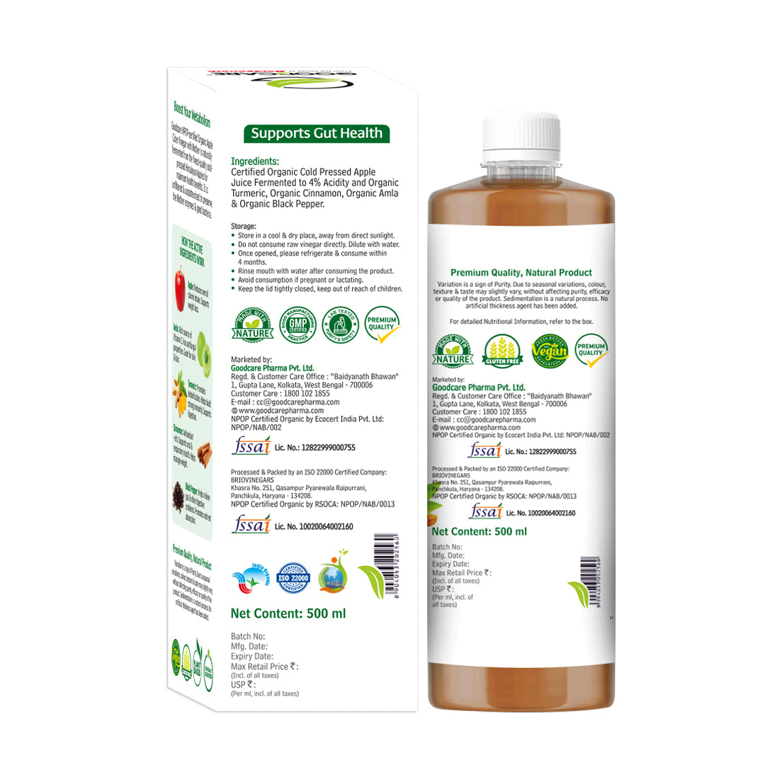 Goodcare Organic Apple Cider Vinegar- 500 ML