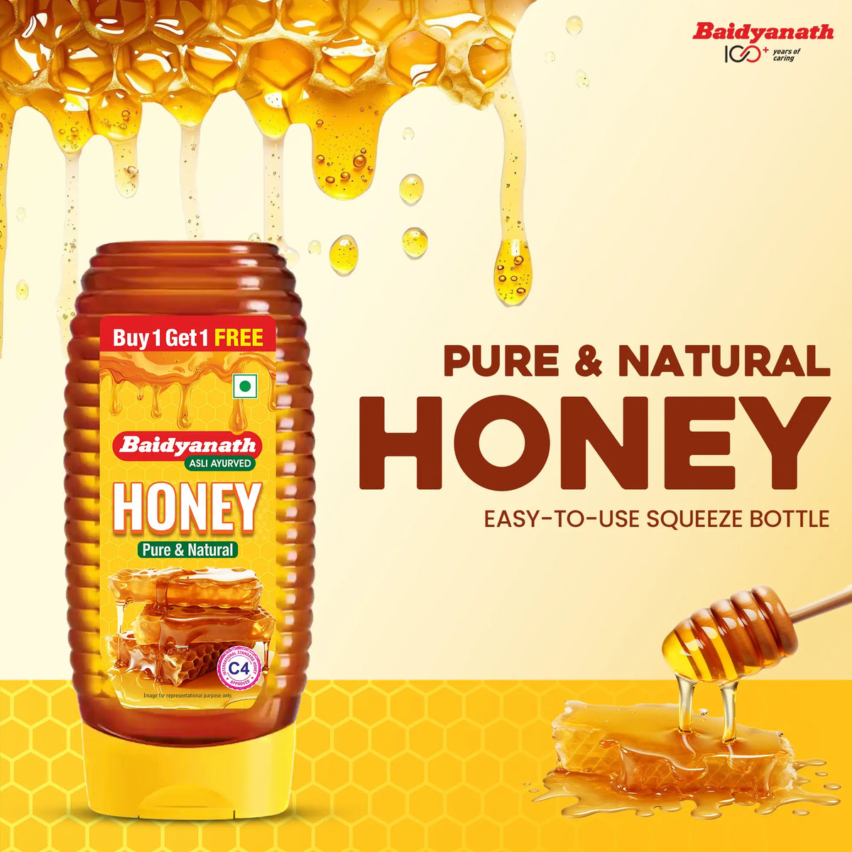 Baidyanath Squeezy Honey – Natural, C4 Approved Honey for Immunity & Wellness