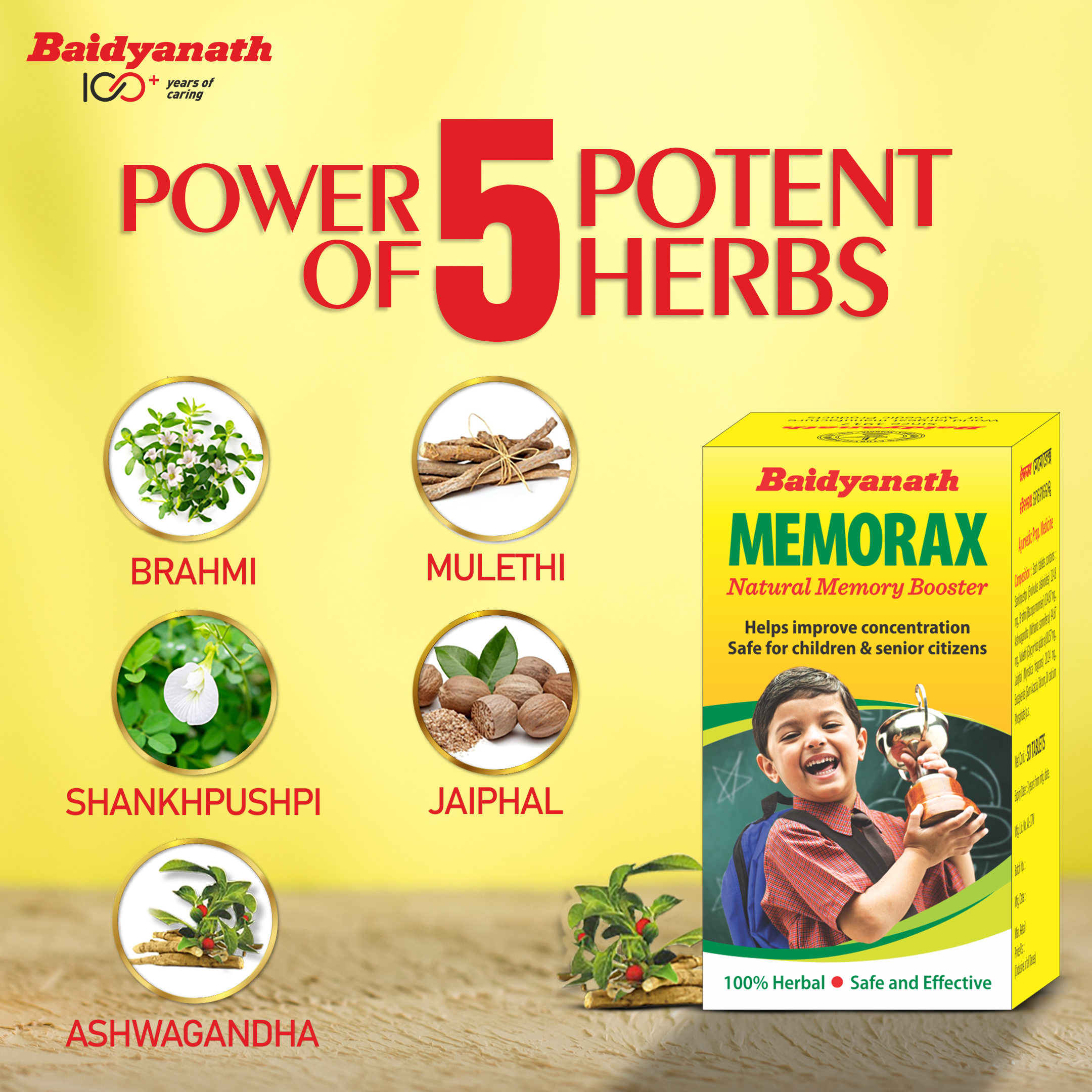 Baidyanath Memory & Focus Tablets 50 Tabs | Ayurvedic Brain Health & Mental Clarity Support