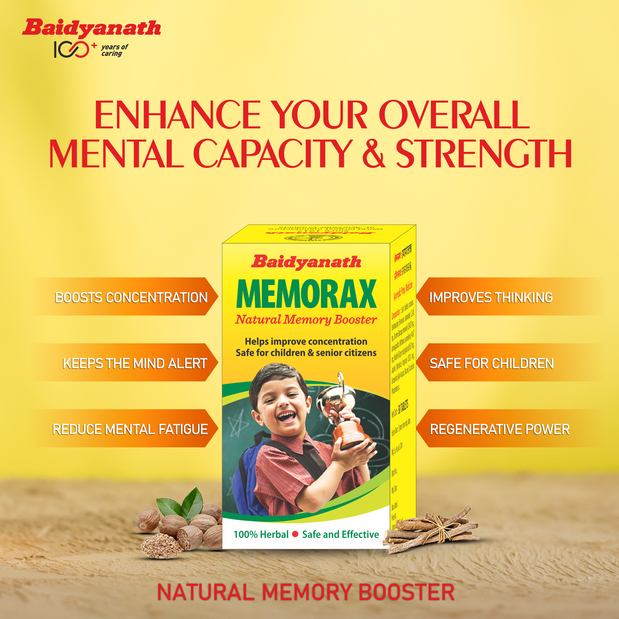 Baidyanath Memory & Focus Tablets 50 Tabs | Ayurvedic Brain Health & Mental Clarity Support