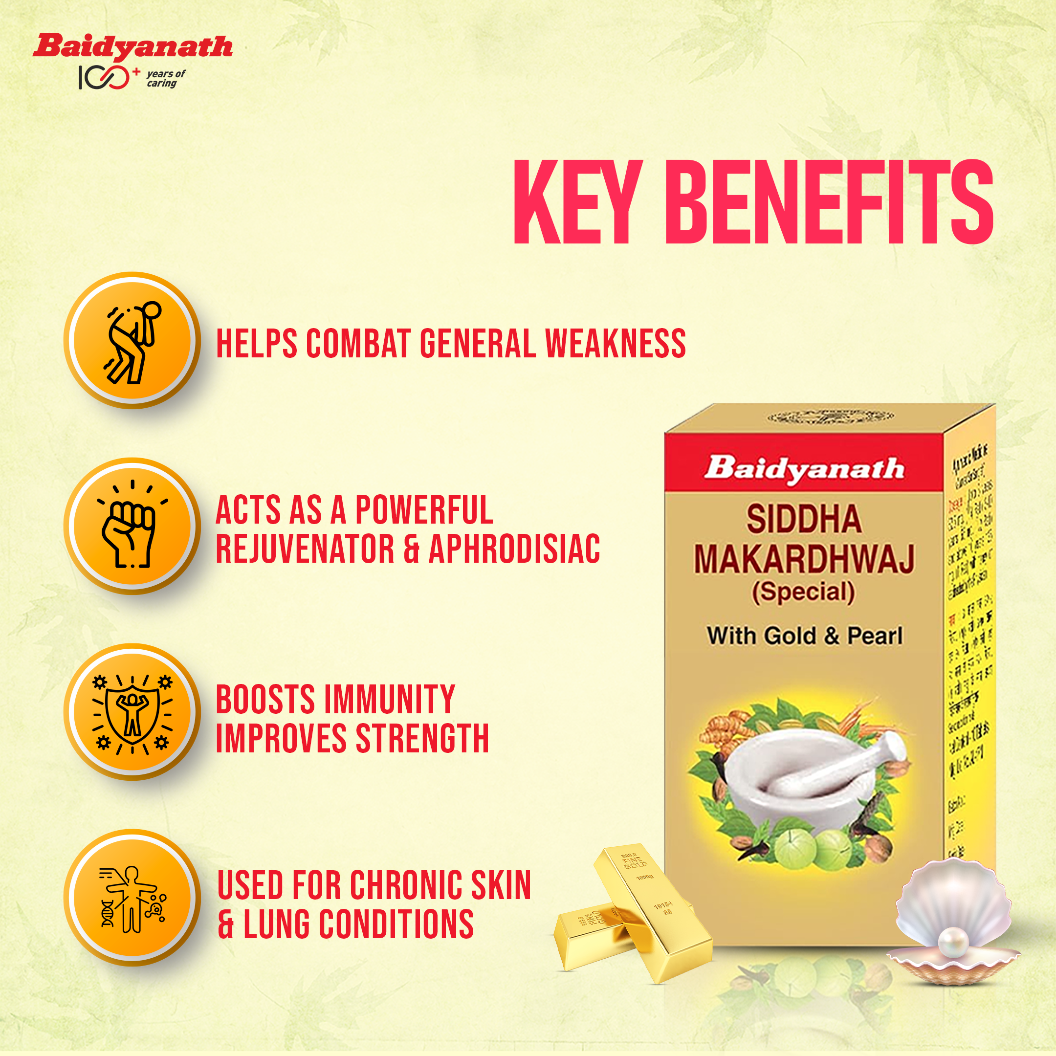 Baidyanath Siddha Makardhwaj Special with Gold & Pearl - 10 tab