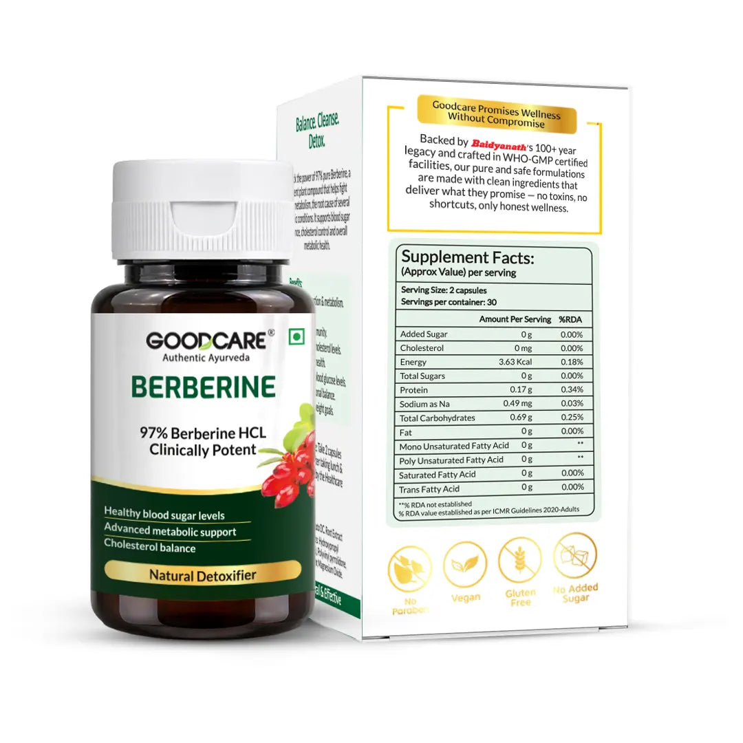 Goodcare Berberine 60 Capsules – Natural Support for Blood Sugar, Cholesterol & Metabolic Health