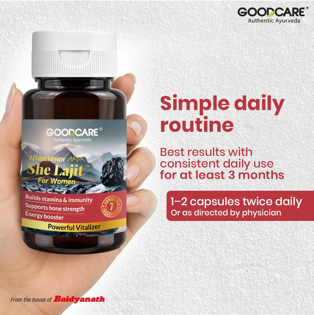 Goodcare Himalayan She Lajit 655mg 60 Capsules for Women | With Ashwagandha, Shatavari, Ashoka, Lodhra & Manjistha | Women Wellness, Energy & Vitality Support