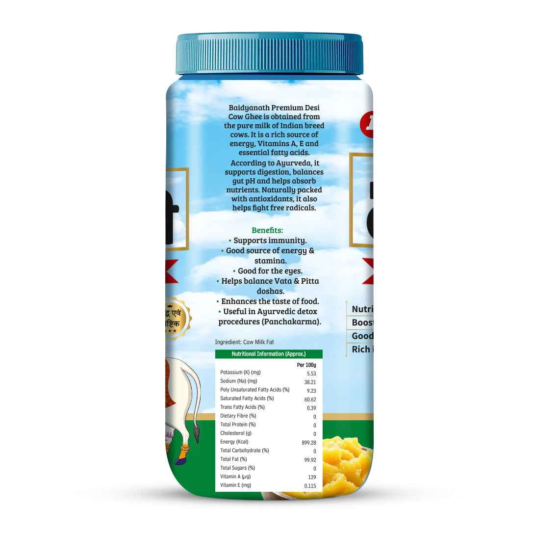 Baidyanath Premium Desi Cow Ghee – Pure Traditional Ghee for Energy, Immunity & Ayurvedic Wellness - 900ml