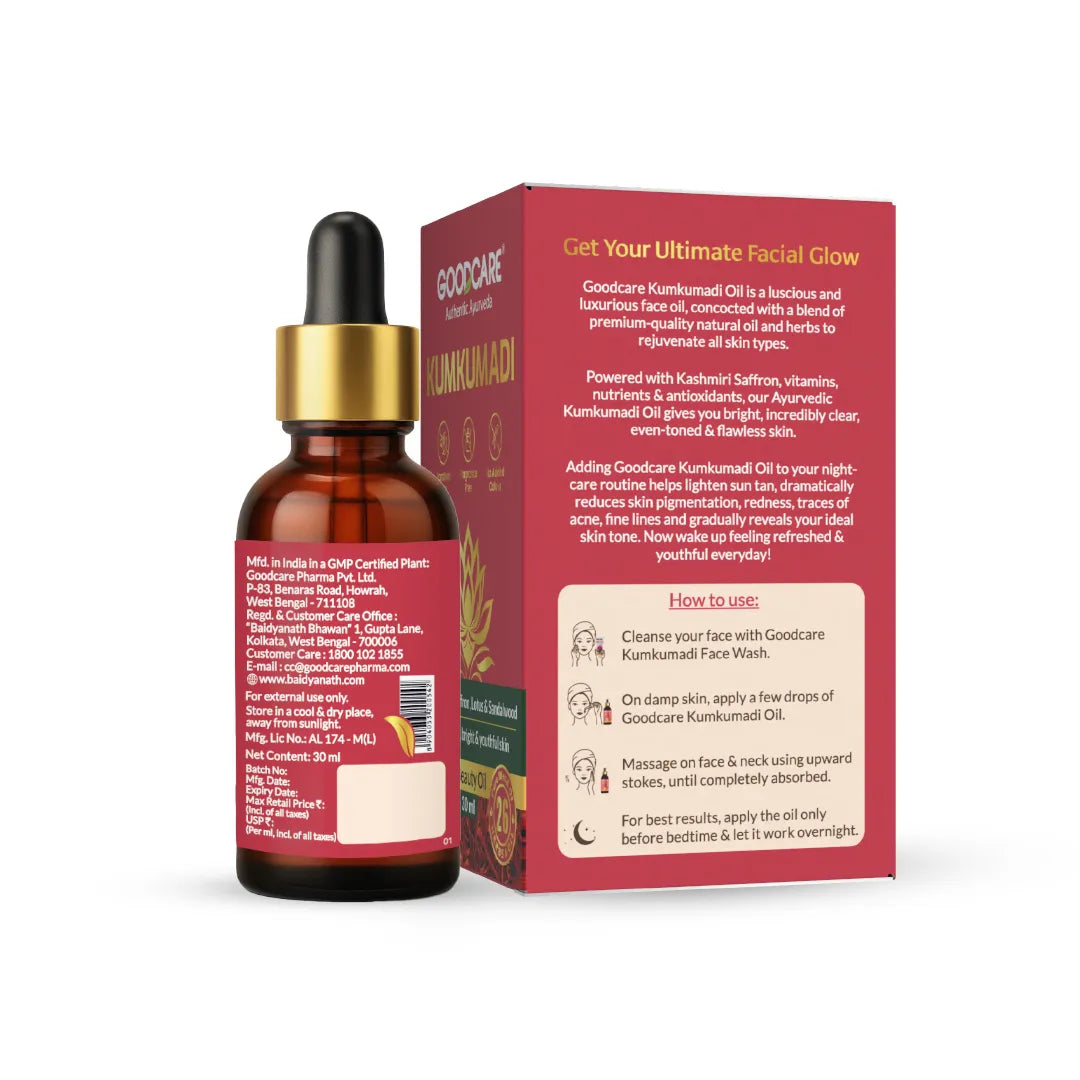 Goodcare Kumkumadi Oil – Ayurvedic Night Serum with Kashmiri Saffron - 30ml