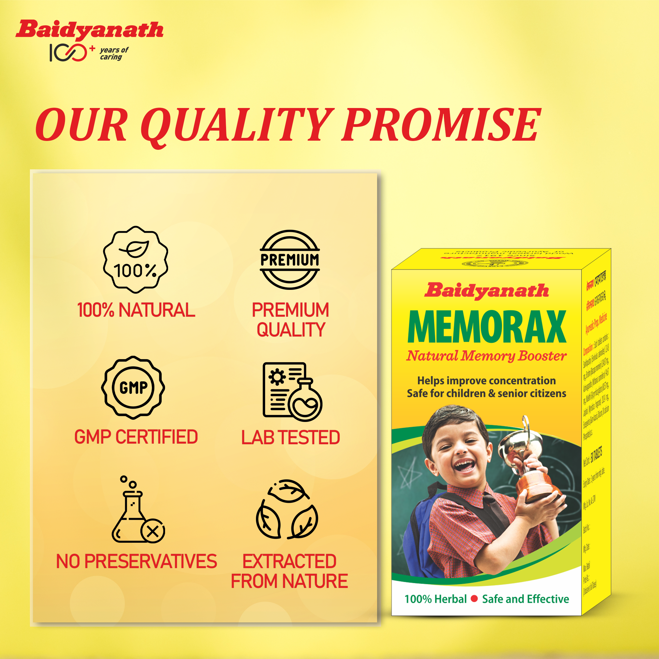 Baidyanath Memory & Focus Tablets 50 Tabs | Ayurvedic Brain Health & Mental Clarity Support