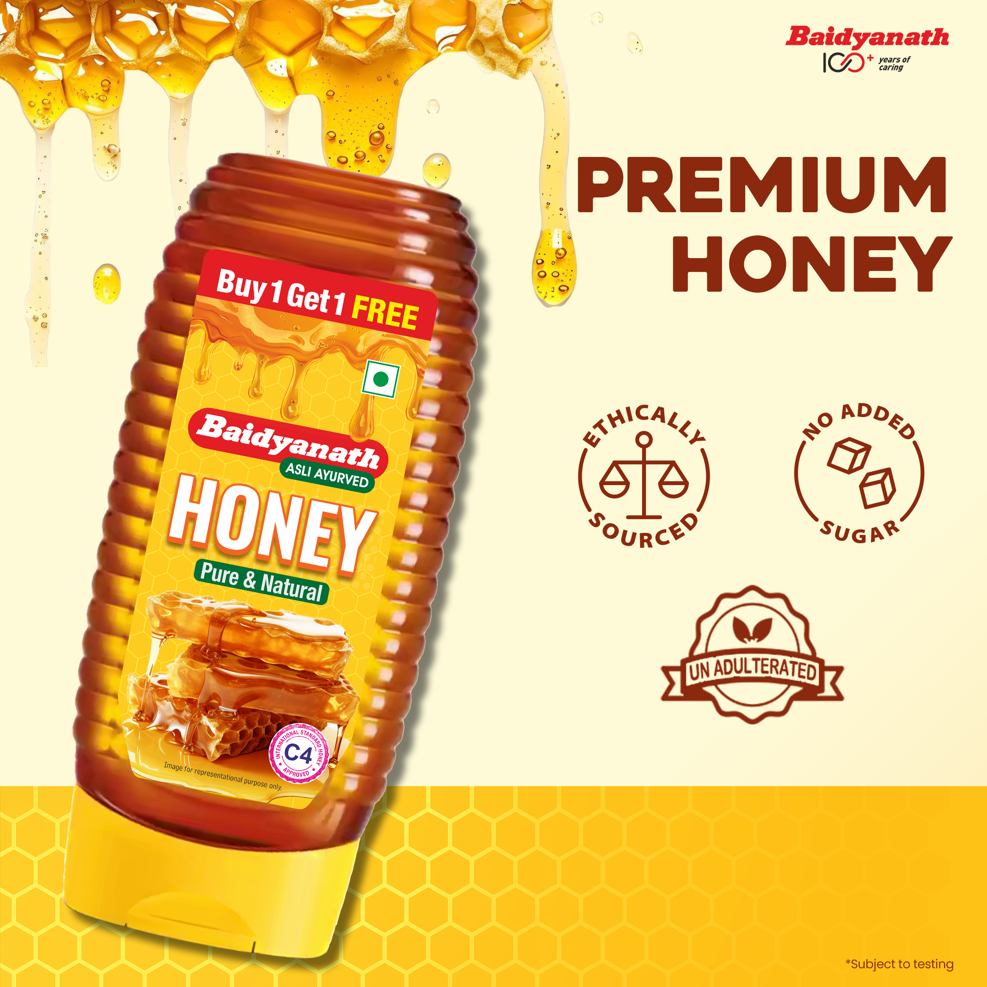 Baidyanath Squeezy Honey – Natural, C4 Approved Honey for Immunity & Wellness