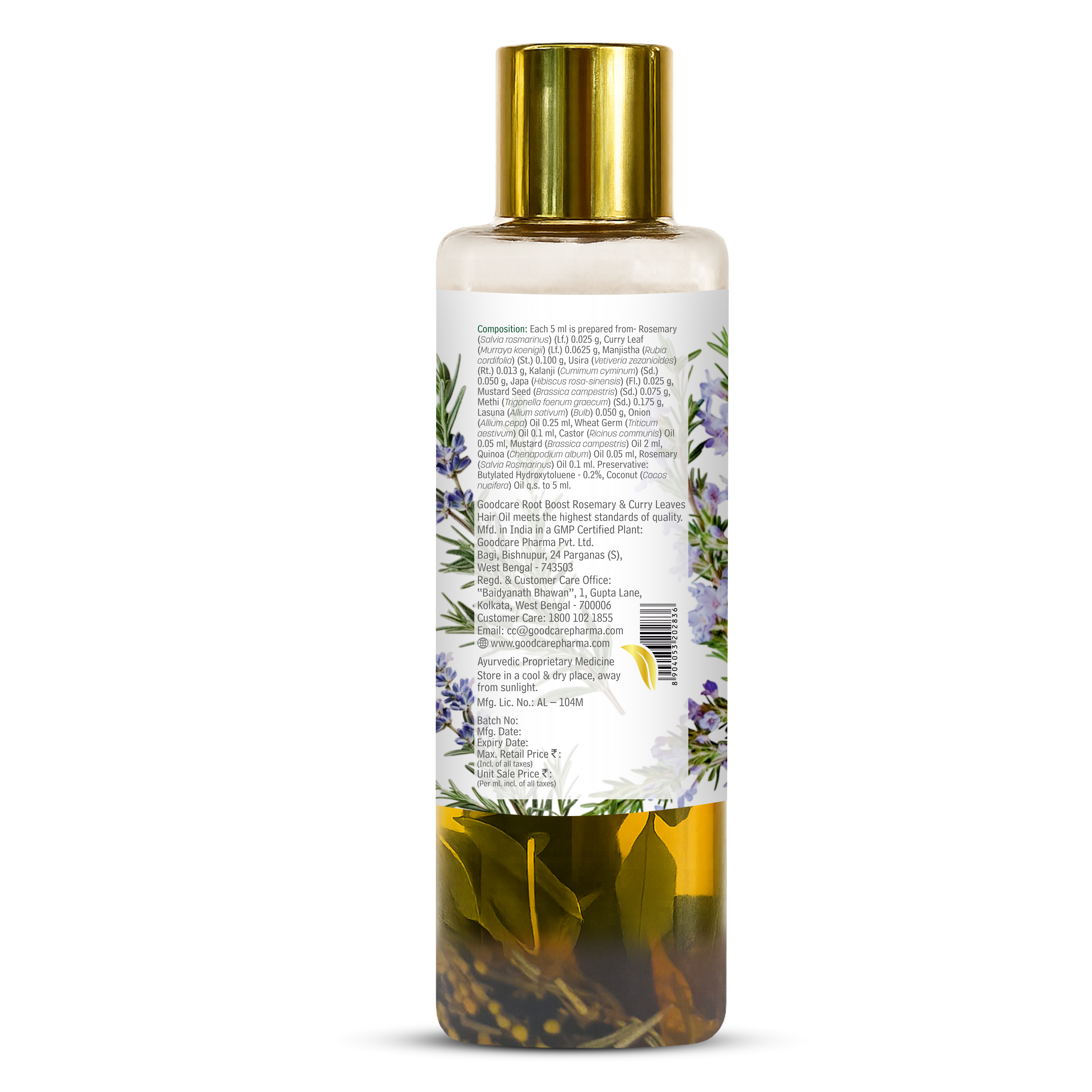 Goodcare Root Boost Hair Oil – Enriched with Rosemary & Curry Leaves, Strengthens Roots, Reduces Hair Fall & Promotes Healthy Growth - 100 ml