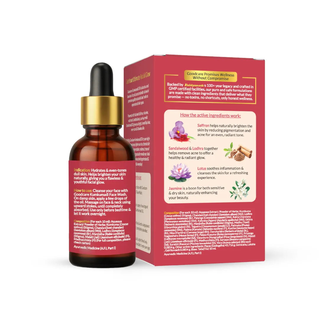 Goodcare Kumkumadi Oil – Ayurvedic Night Serum with Kashmiri Saffron - 30ml