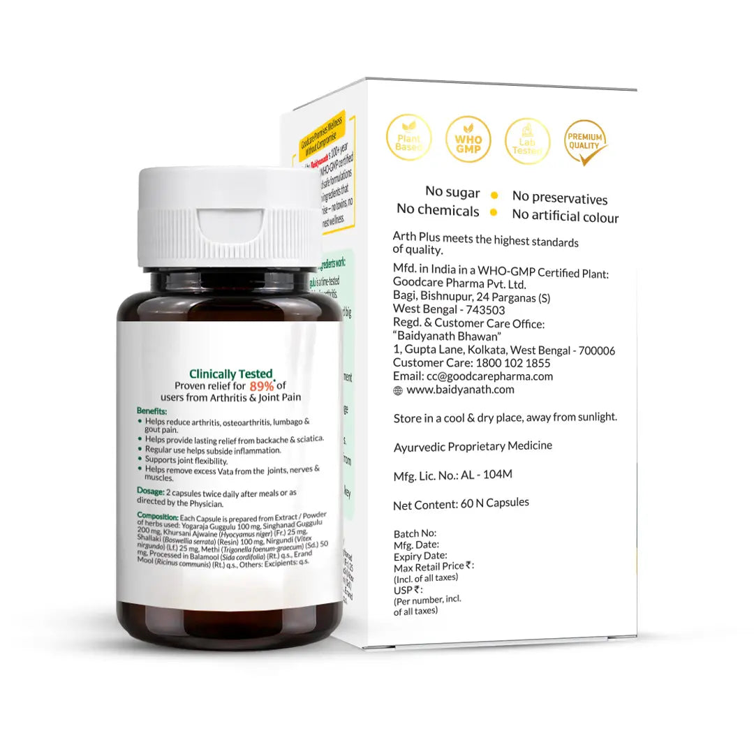 Goodcare Arth Plus – Fast-Acting Relief for Joint & Muscle Pain - 60 Capsules