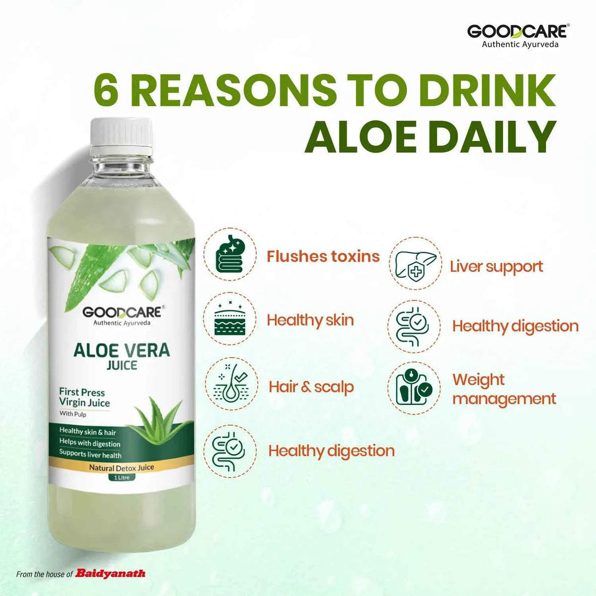 Goodcare Aloe Vera Juice | First Press Virgin Juice | 1 Litre
