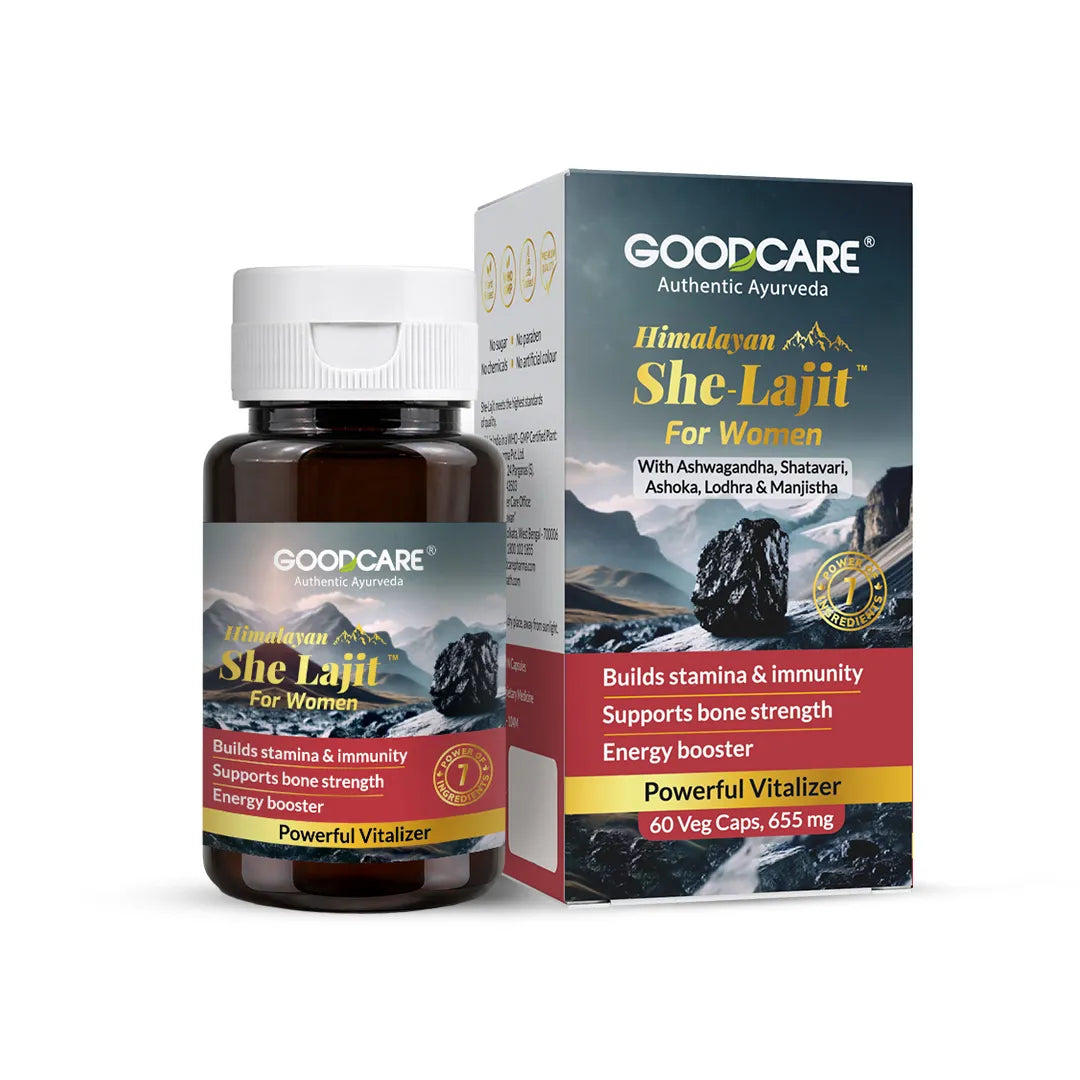 Goodcare Himalayan She Lajit 655mg 60 Capsules for Women | With Ashwagandha, Shatavari, Ashoka, Lodhra & Manjistha | Women Wellness, Energy & Vitality Support
