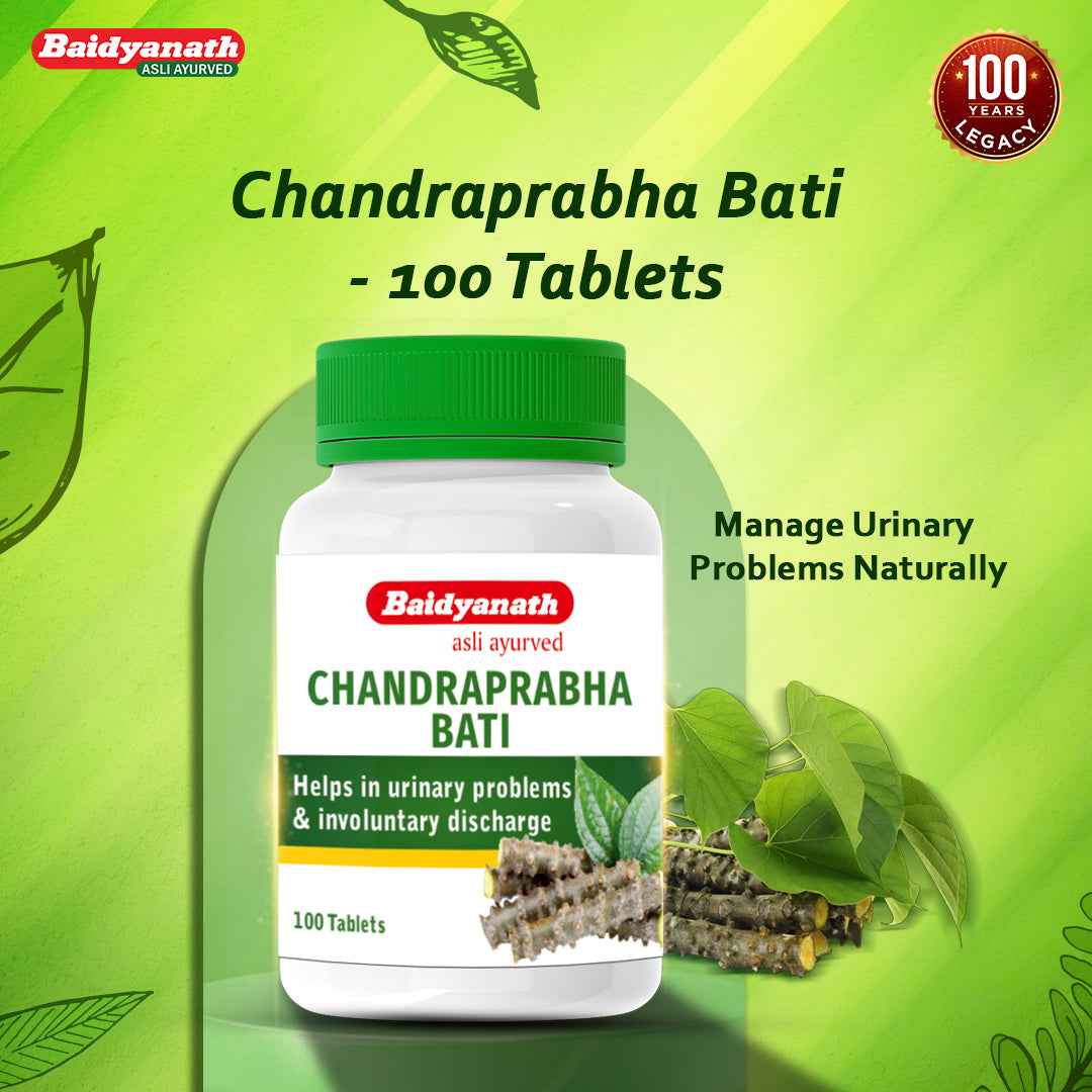Baidyanath Chandraprabha Bati Tablet – Ayurvedic Support for Urinary Health & Healthy Urine Flow (51 Herb Formula) - 100 Tablets - Baidyanath