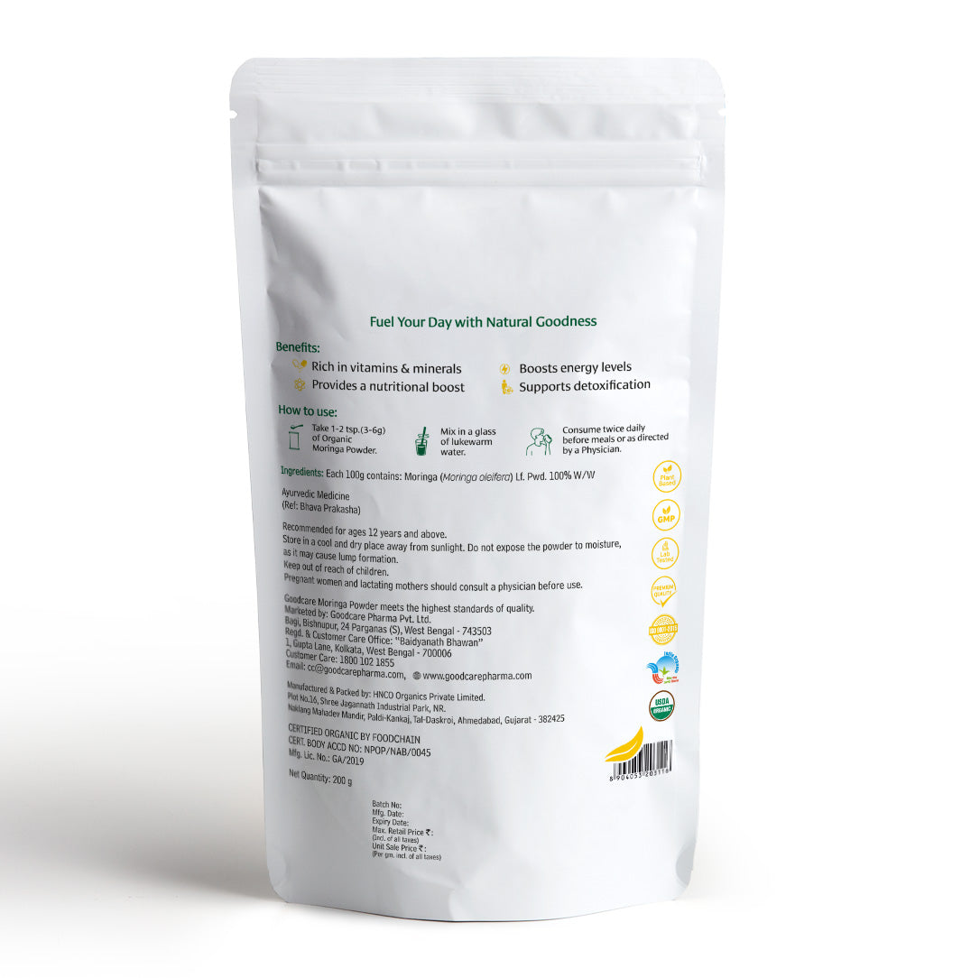 Goodcare Organic Moringa Powder – Natural Superfood for Energy, Detox & Daily Nutrition - 200g
