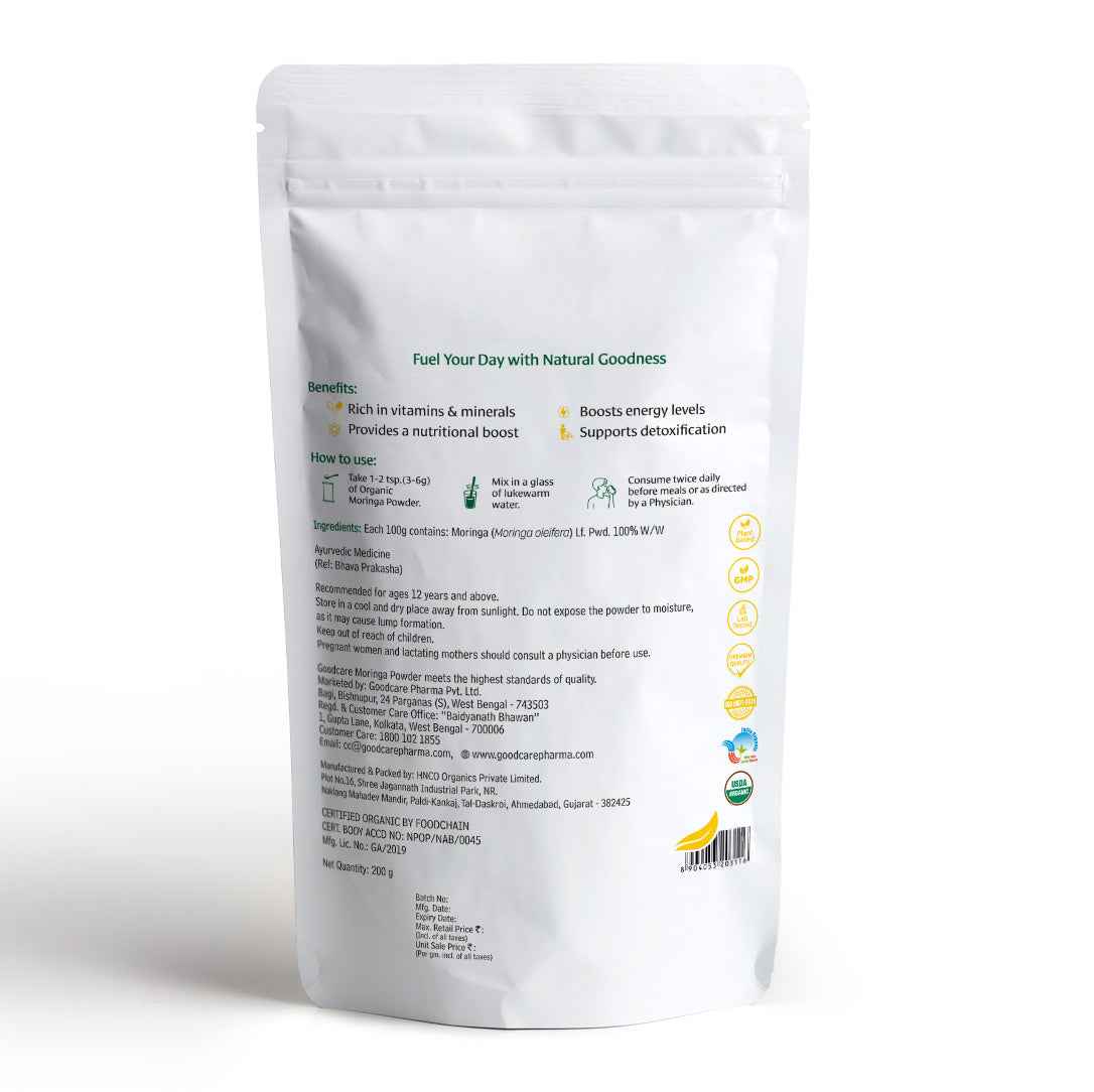 Goodcare Organic Moringa Powder – Natural Superfood for Energy, Detox & Daily Nutrition - 200g