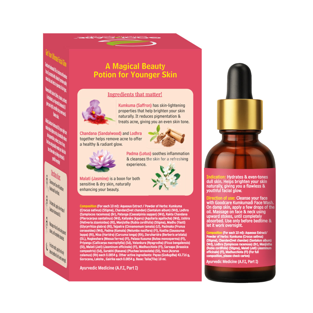 Goodcare Kumkumadi Oil – Ayurvedic Night Serum with Kashmiri Saffron - 30ml