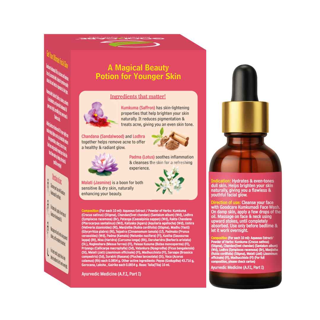 Goodcare Kumkumadi Oil – Ayurvedic Night Serum with Kashmiri Saffron - 30ml