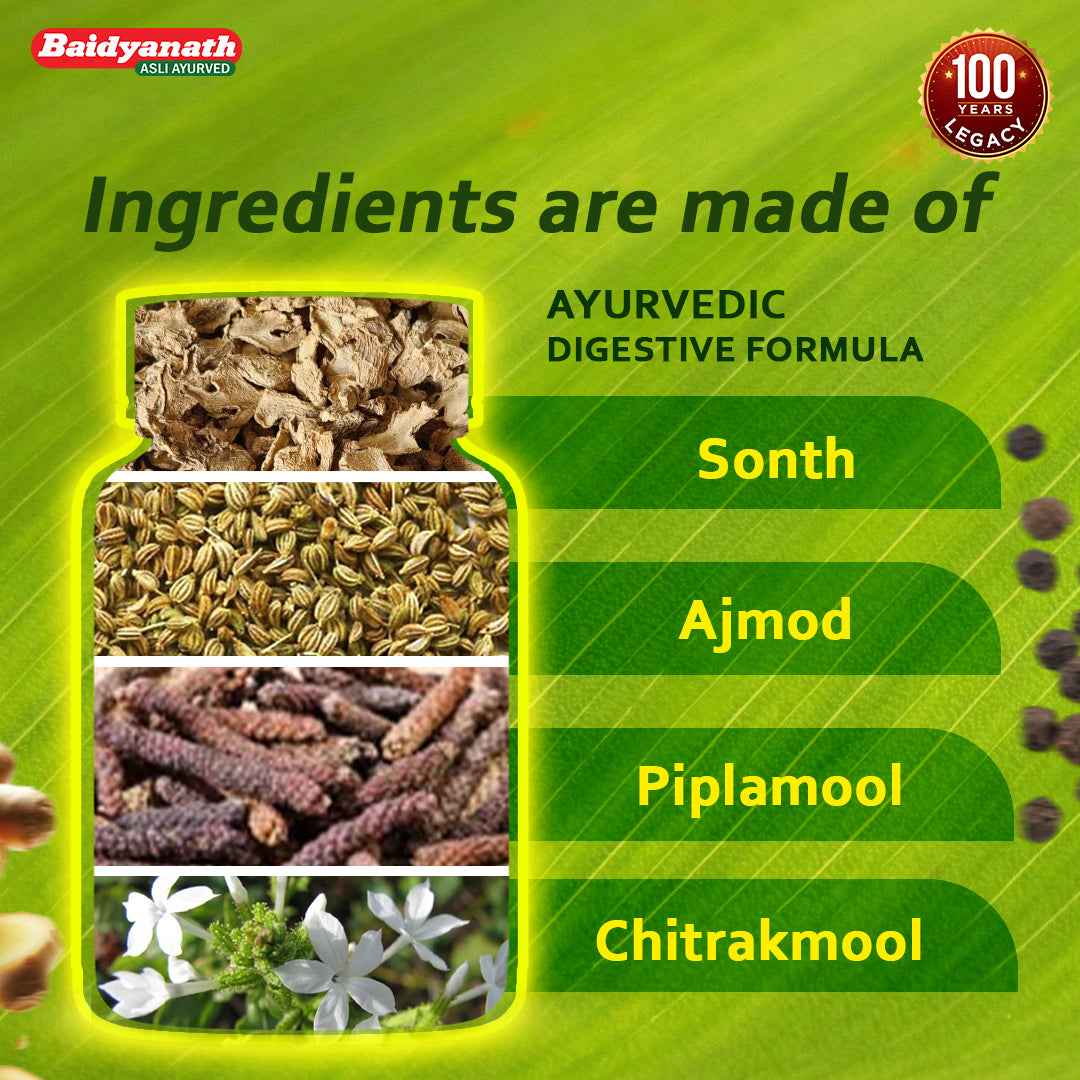 Baidyanath Chitrakadi Bati – Ayurvedic Digestive Tonic Helps Relieve Gas, Acidity & Indigestion - 80 Tablets