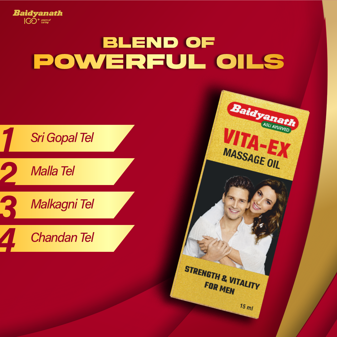 Baidyanath Vita-Ex Oil & Vita-Ex Gold Plus Capsule Combo for Strength, Stamina & Vitality
