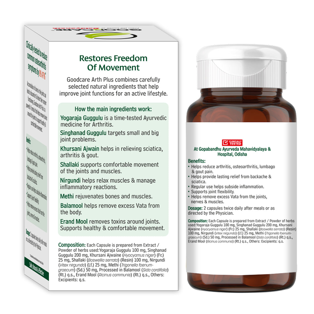 Goodcare Arth Plus – Fast-Acting Relief for Joint & Muscle Pain - 60 Capsules