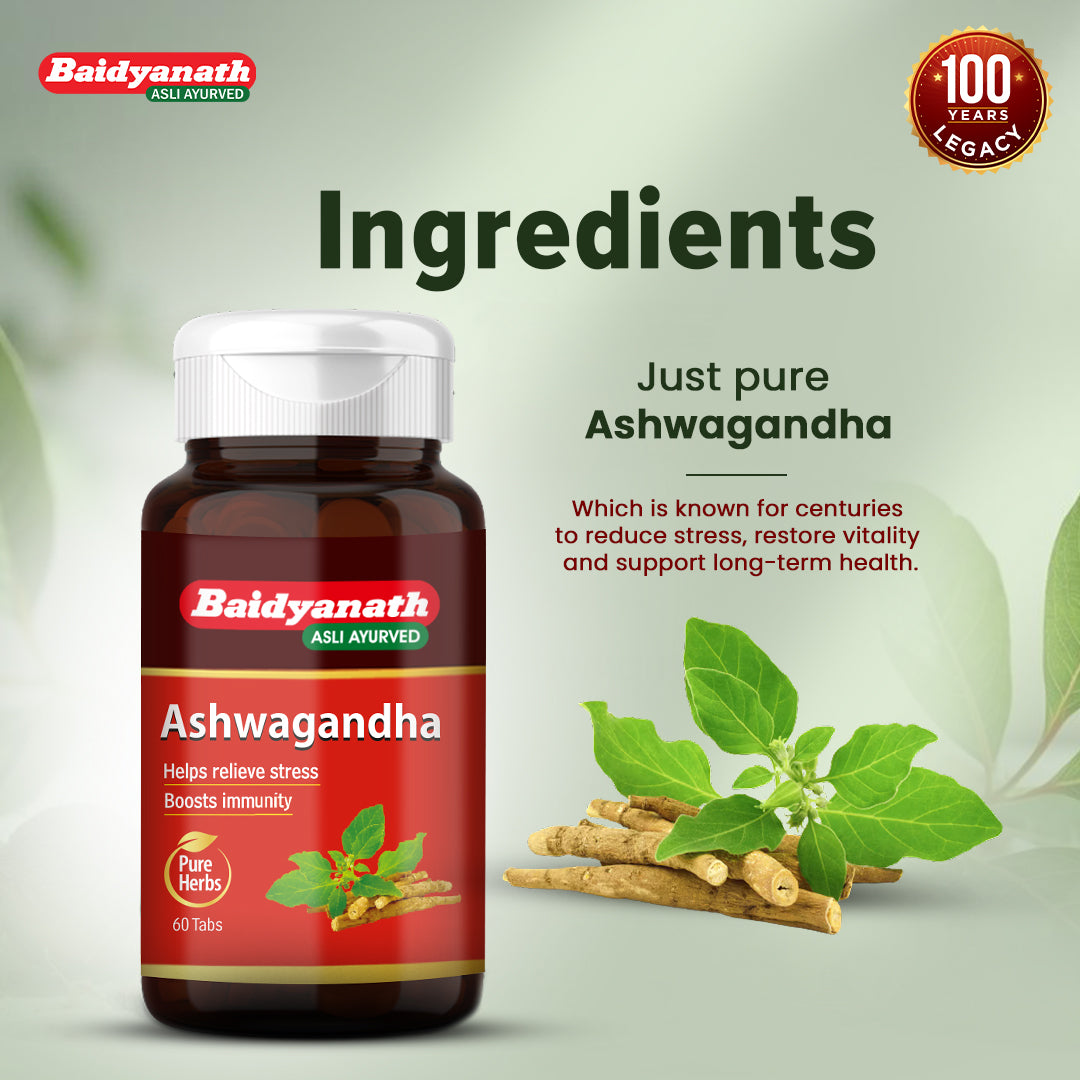 Baidyanath Ashwagandha - 60 Tablet For Everyday Stress and Fatigue