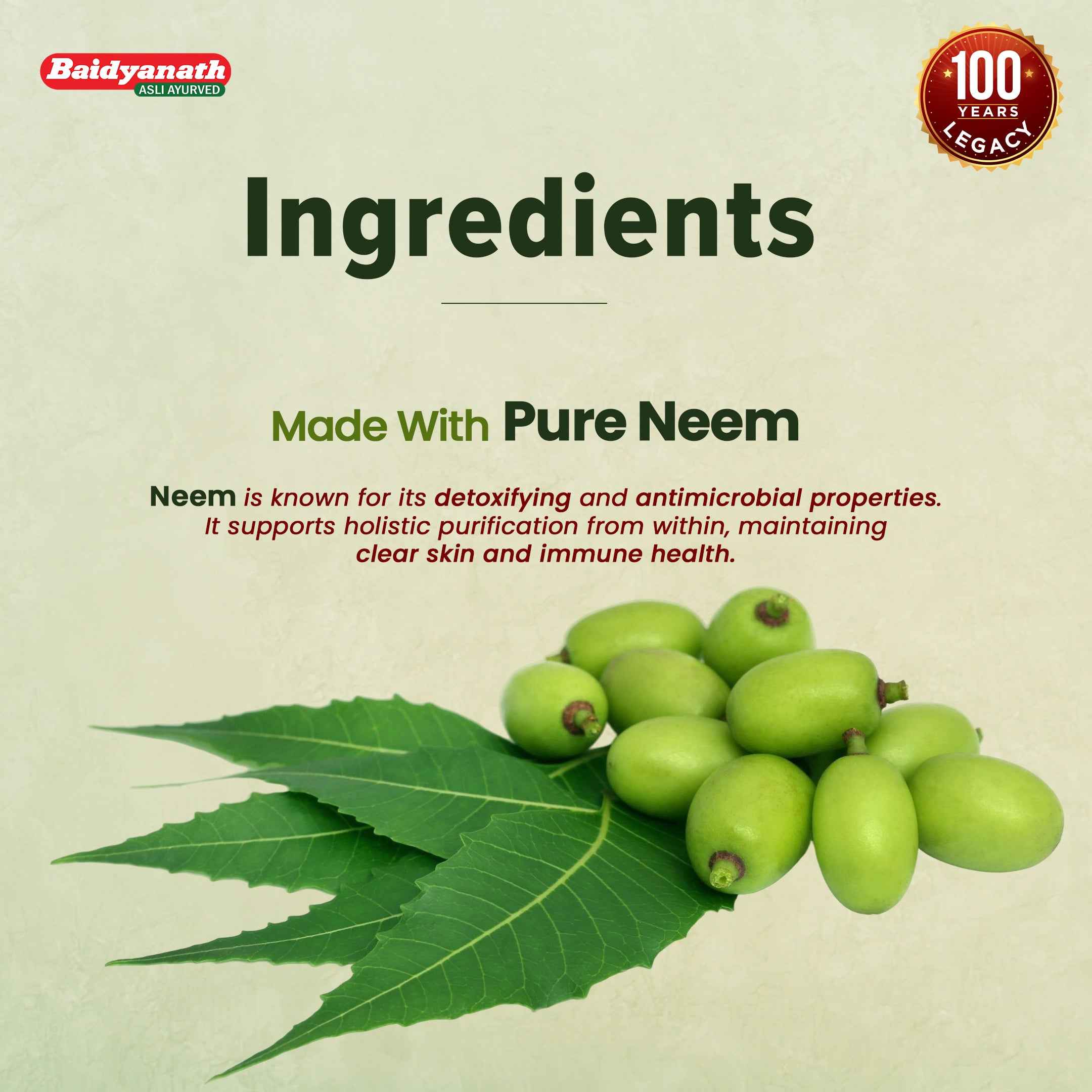 Baidyanath Neem 60 Tablets For Immunity, Liver and Manage Acne, Pimples