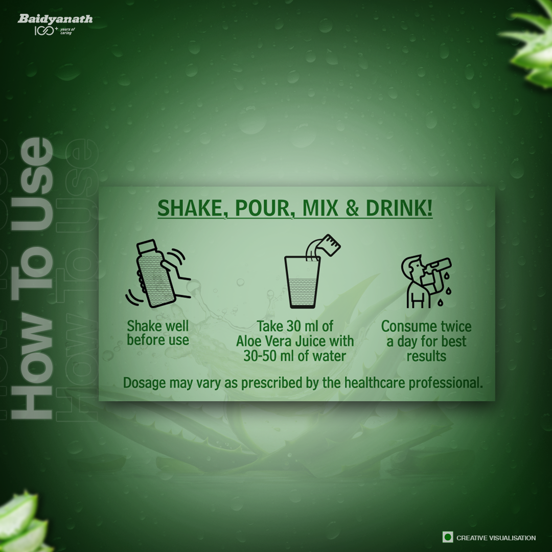 Baidyanath Aloevera Juice For Healthy and Glowing Skin & Hair - 1 Ltr