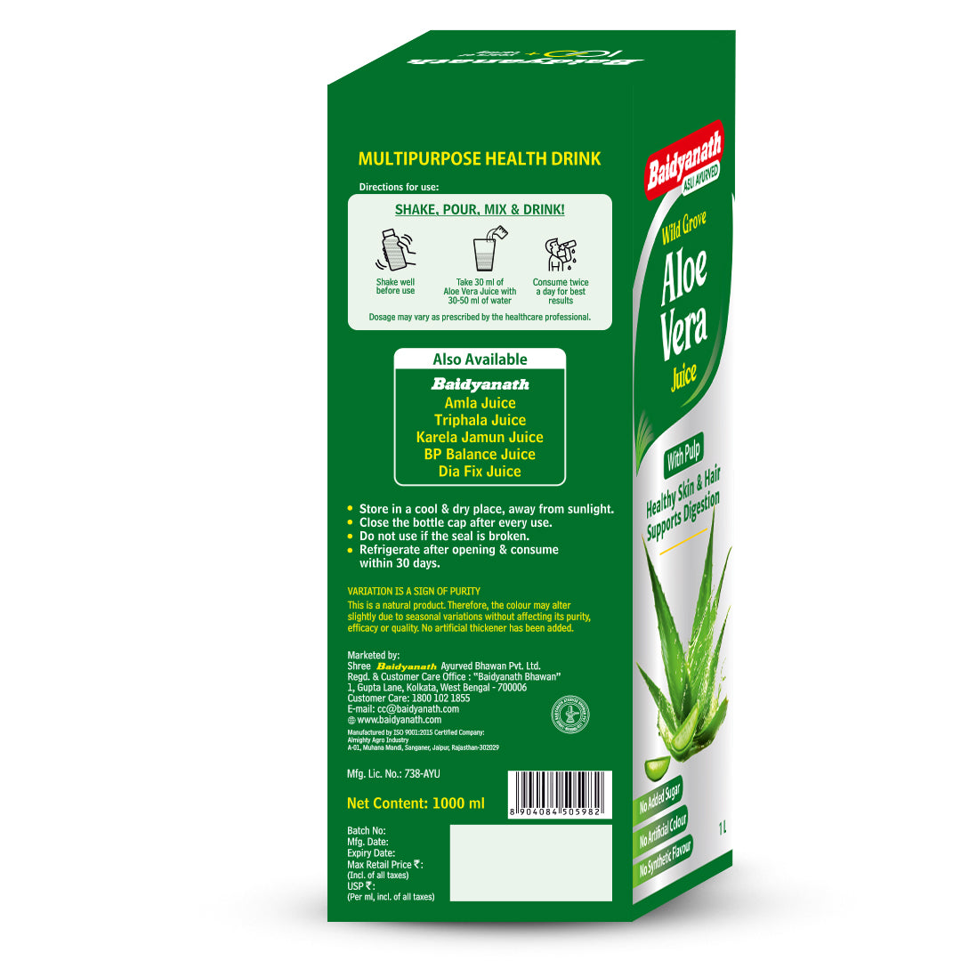 Baidyanath Aloevera Juice For Healthy and Glowing Skin & Hair