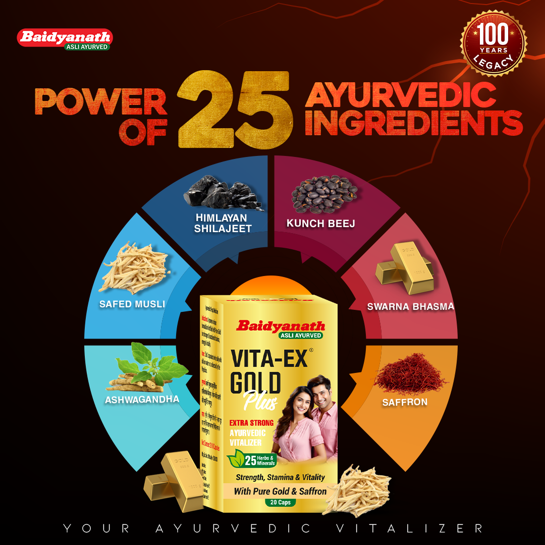 Baidyanath Vita-Ex Oil & Vita-Ex Gold Plus Capsule Combo for Strength, Stamina & Vitality
