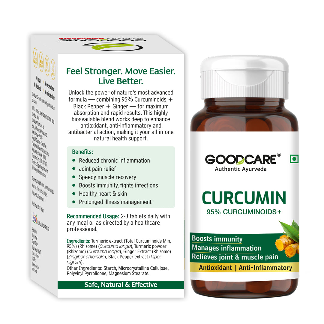 Goodcare Curcumin Tablets 60 Count | 95% Curcuminoids with Black Pepper & Ginger | Joint Comfort, Mobility & Immunity Support