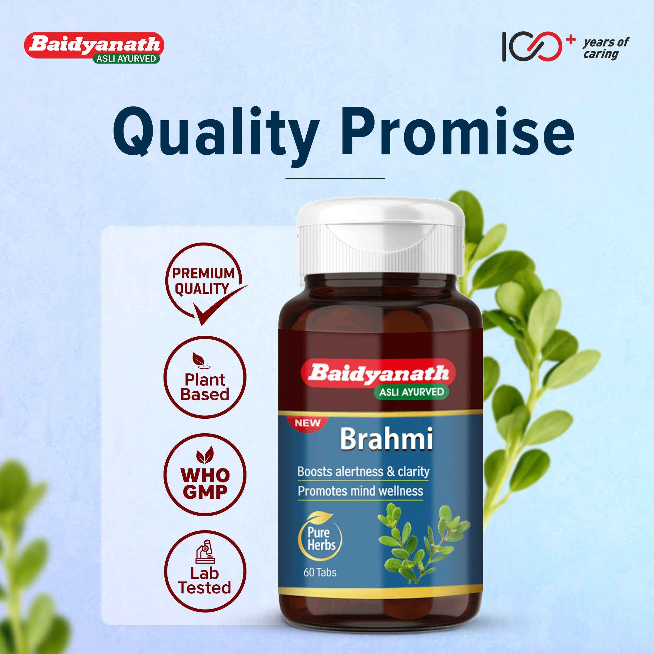 Baidyanath Brahmi 60 Tablets – Ayurvedic Brain Tonic for Focus & Memory
