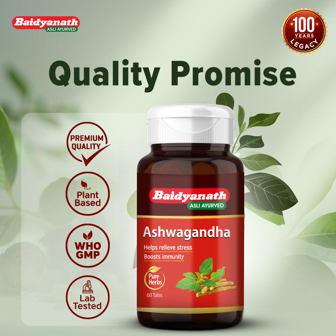 Baidyanath Ashwagandha - 60 Tablet For Everyday Stress and Fatigue